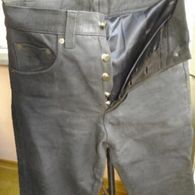 Nappalederhose für Damen schwarz, feines Rauhleder - thumb