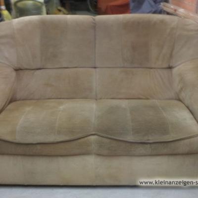 zwei Zweier Ledersessel, beige - thumb