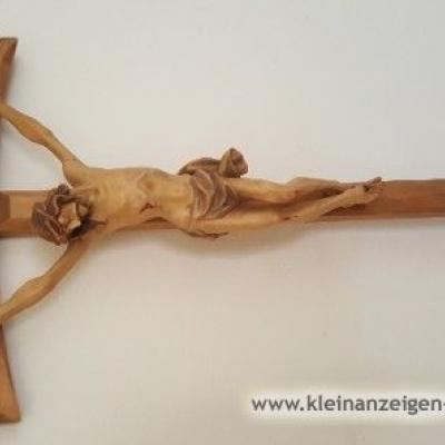 Kruzifix-Corpus bemalt mit Kreuz gebogen - thumb