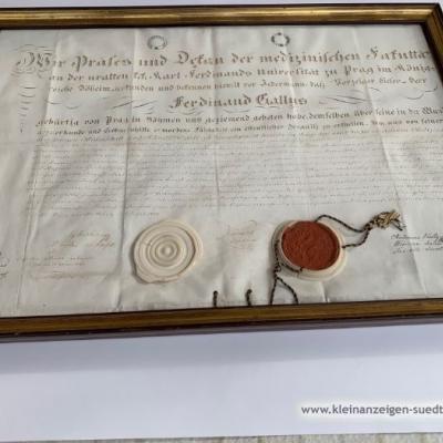 Altes Diplom mit Original Lack Siegel - thumb