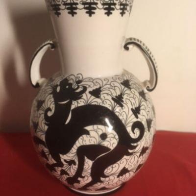 Preisgesenkt -Vase mit Drachenmotiv Ceramica di Faenza - thumb