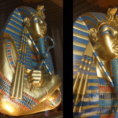 RARITÄT Ägypten Kunst Büste Holzschnitzerei Pharao TUTANCHAMUN - thumb