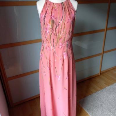 ESPRIT langes Chiffonkleid rosa Gr. 44 (Gr. 40) *WIE NEU* - thumb