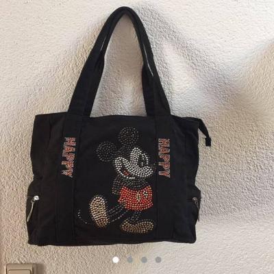 Handtasche in Stoff schwarz  Motiv : Mickey Mouse - thumb