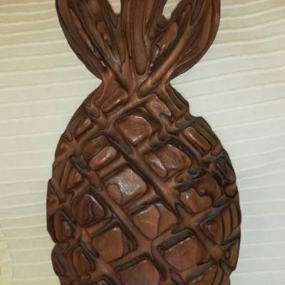 Wanddekoration Ananas aus Tropenholz - thumb