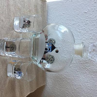 Handgemalte Schnapsflasche mit dazugehörigen Gläsern - thumb