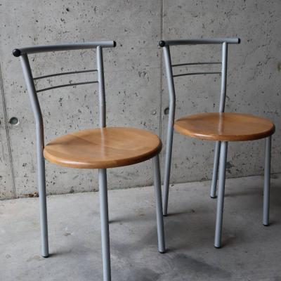 2 Stühle Holz und Metall - thumb