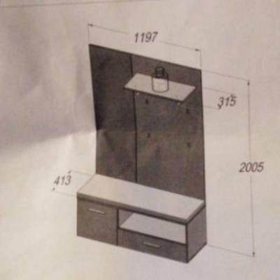 Garderobe mit Spiegel und Schubladen - thumb