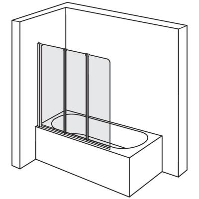 Duscholux Glasduschwand, 3-teilig, für Badewanne - thumb