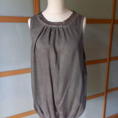 SEIDE Top mit Pailetten grau Gr. 38/40 DE | 44/46 IT - WIE NEU - thumb