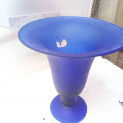 2 blaue Glasstandvasen Höhe ca. 35 cm - thumb