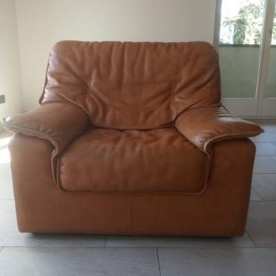 Sofa/Diwan und 2 Sessel in Echtleder - thumb