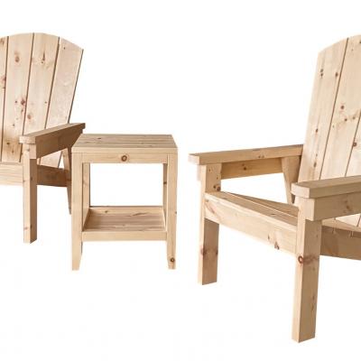 2 Stühle mit Tisch aus Zirmholz - thumb