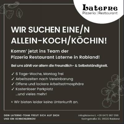 Koch/Alleinkoch gesucht - Pizzeria Restaurant Laterne in Rabland - thumb