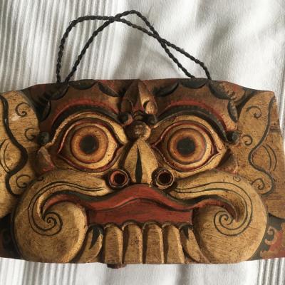 Antike Holzmaske/Glocke aus Bali - thumb