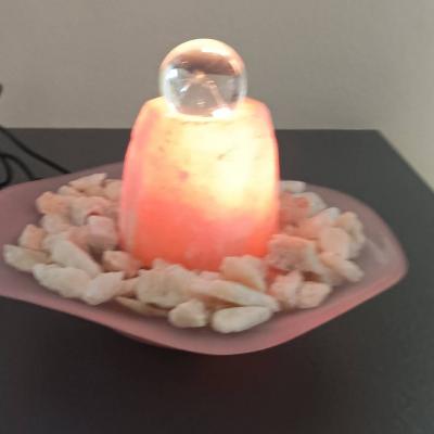Mini Rosenquarz Brunnen mit drehbaren Kugel- Blumen Kugelteller - thumb