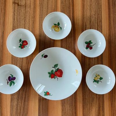 Obstschale mit 5 Schälchen aus Porzellan - thumb