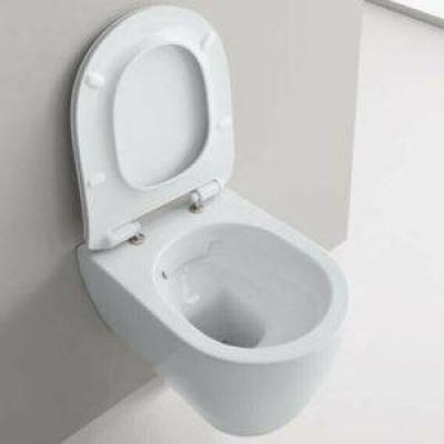 Scarabeo Moon Wand Tiefspül WC mit Sitz ohne Spülrand weiß - thumb