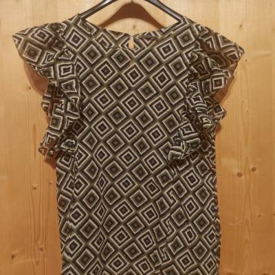 Secondhand: Bluse mit Rautenmuster und Rüschelärmeln - thumb