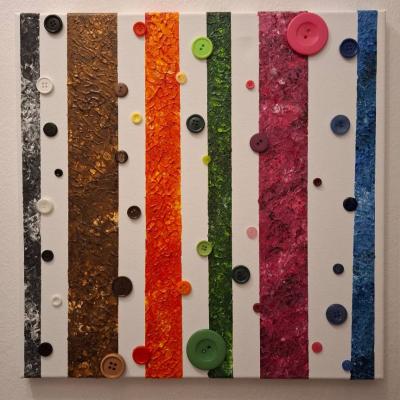 Bild, Acryl und Knöpfe auf Leinwand. 40x40 cm - thumb