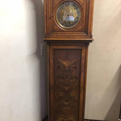 Standuhr um 1900, Eiche mit Messing Ziffernblatt - thumb