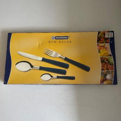 Besteck Set für 6. Personen mit blaue Griffe - thumb