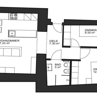 Vermiete 3-Zimmerwohnung, mit eingerichteter Küche BZ Stadtzentrum - thumb