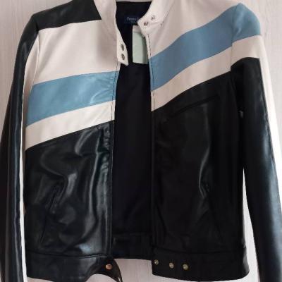 Motorradjacke schwarz/weiss/blau - thumb