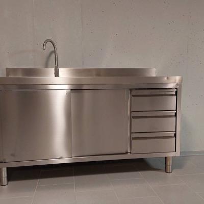 Edelstahl Spülschrank mit 2 Becken für Aussenküche - thumb
