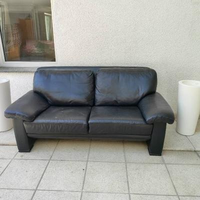 Ledersofa schwarz - thumb