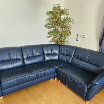 Große neuwertige Kalbsleder- Eck-Couch - thumb