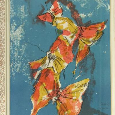 Siebdruck "Schmetterlinge", 66 x 50 cm - thumb