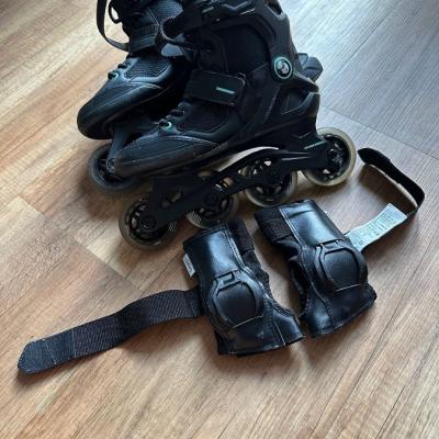 ⛸ Inline Skates EU 37 – Nero – Come Nuovi + Protezioni! - thumb