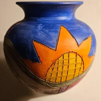 Farbenfrohe Terracotta-Vase - thumb