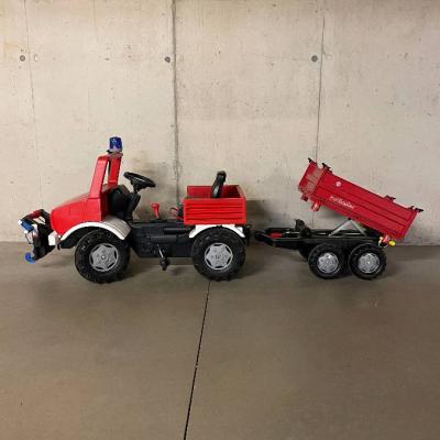 Rolly Toys Unimog Tretauto inkl. Tankanhänger/Trailer/Seilwinde  TOP - thumb