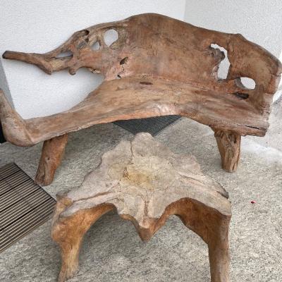 Teakwurzelholz Bank u. Tisch - thumb