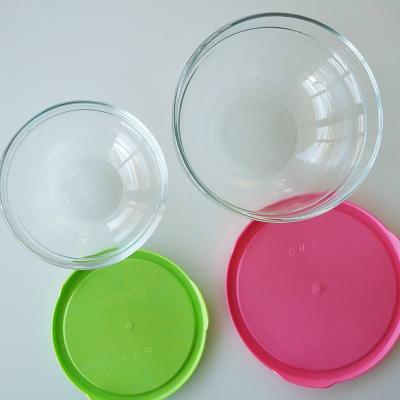 Zwei neue Glas Schüssel / Schale mit Deckel - thumb