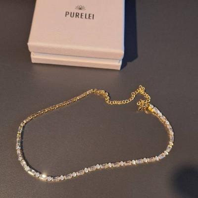 Verkaufe vergoldete Halskette mit Zirkonen, neu nie getragen - thumb