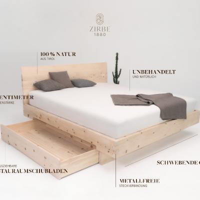 Stauraum Zirbenbett inkl. Zirben Lattenrost - thumb