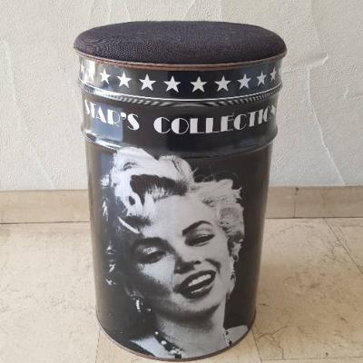 Hocker Marilyn Monroe in schwarz/weiß mit Kissen und Stauraum - thumb