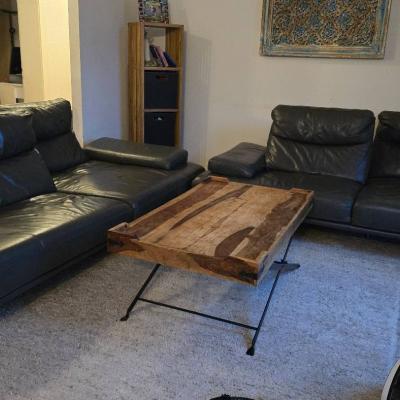 2x Echtleder Sofa verstellbar, hochwertig, ausziehbare Armlehnen - thumb