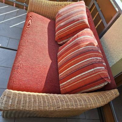Sofa in Rattan mit Polstern für Balkon/Terrasse - thumb