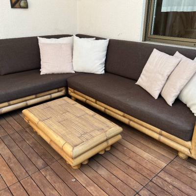 Couch mit Couchtisch, Kommode, Tisch 6 Stühle - thumb