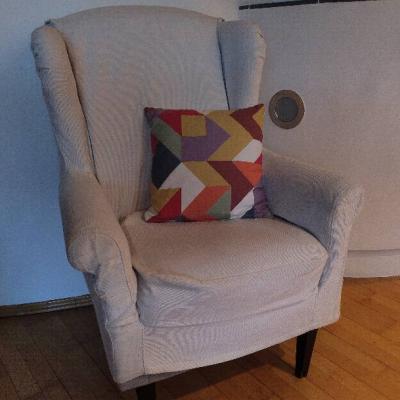 Lesesessel, cremefarbener Stoff - thumb