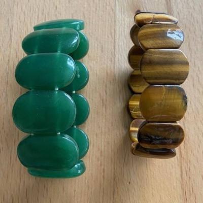 Armbänder (2 Stück), Tigerauge und Aventurin - thumb