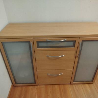Kommode mit Milchglas, B125 H85 T42 cm - thumb