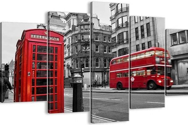 Leinwandbild–London Bus Telefonzelle