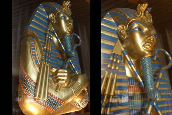 RARITÄT Ägypten Kunst Büste Holzschnitzerei Pharao TUTANCHAMUN