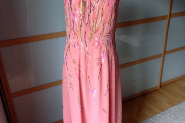 ESPRIT langes Chiffonkleid rosa Gr. 44 (Gr. 40) *WIE NEU*