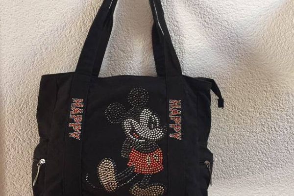 Handtasche in Stoff schwarz  Motiv : Mickey Mouse